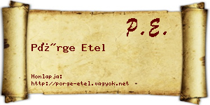 Pörge Etel névjegykártya